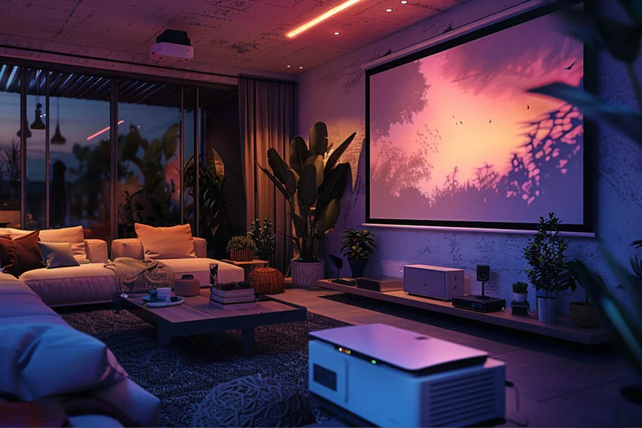 projector tv in living room