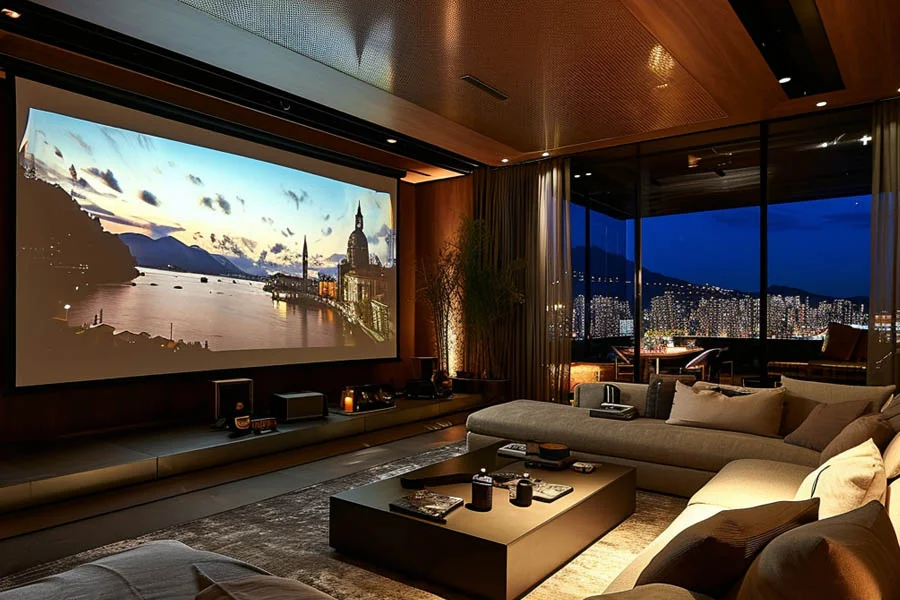 projector tv in living room